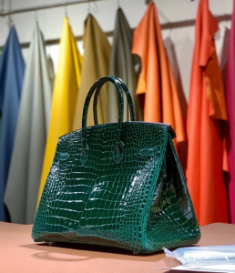 HM crocodile leather 100%法国原装正品鳄鱼皮 法国GC皮厂，野生湾鳄bk35 6Q翡翠绿 银扣