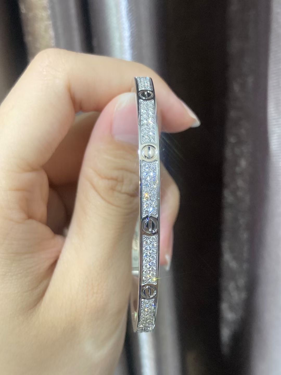 18K GOLD LOVE BRACELET WITH PAVE DIAMONDS SMALL MODEL