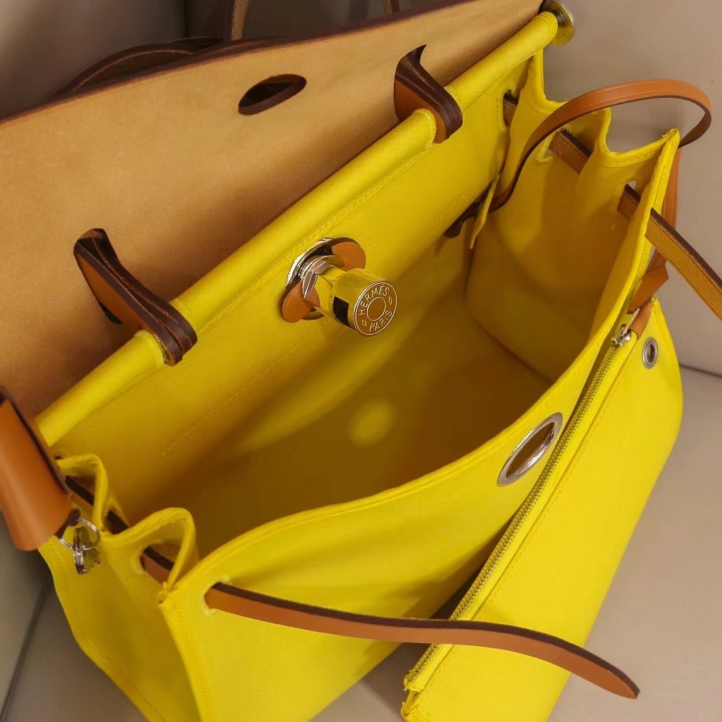 HM Herbag Zip 31手提包 H Berline帆布Hunter牛皮手提包