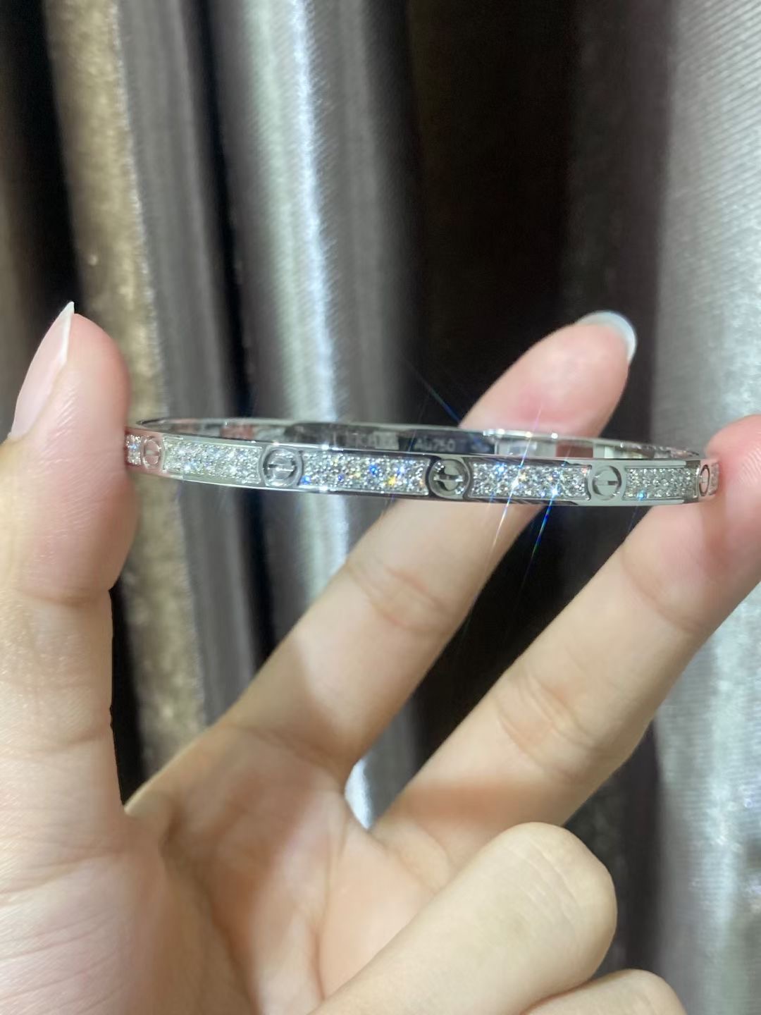 18K GOLD LOVE BRACELET WITH PAVE DIAMONDS SMALL MODEL