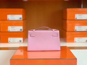 HM kl pochette 现货 Minikl 一代 22cm晚宴包 X9 锦葵紫 Epsom皮 银扣❤