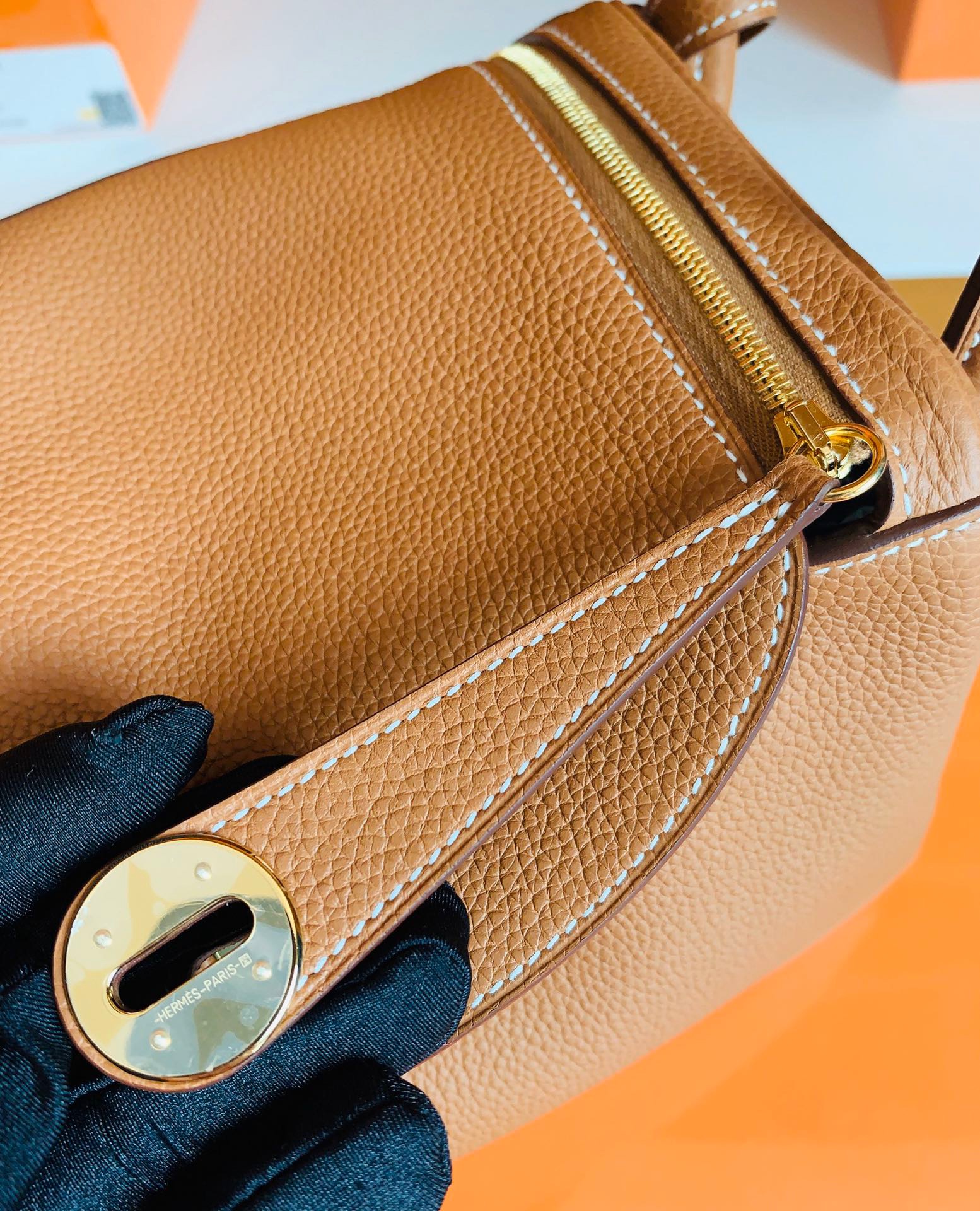 HM LD 30 taurillon Clemence bag CK37 金棕色GOLD 银扣