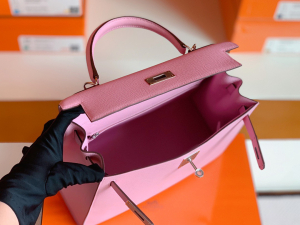 Hong Kong Bags HM kl 仙女包KL 28cm X9锦葵紫 MauvsSyleestre，新粉色，Epsom皮 银扣！