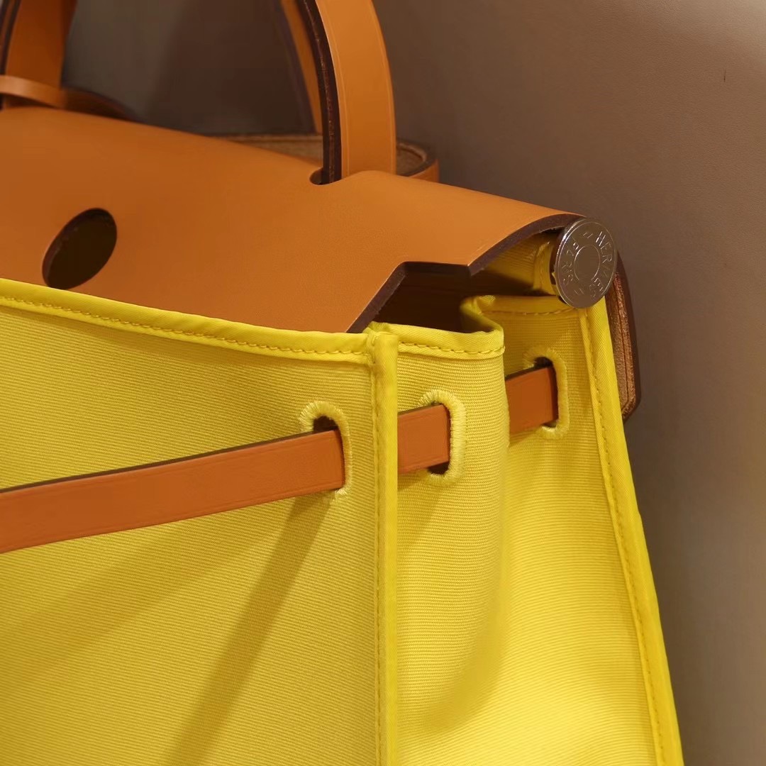 HM Herbag Zip 31手提包 H Berline帆布Hunter牛皮手提包