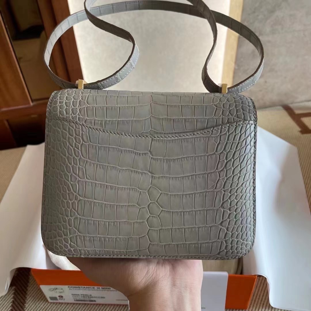 Saudi Arabia Riyadh HM Constance 19cm 80 Gris Perle Matte alligator crocodile