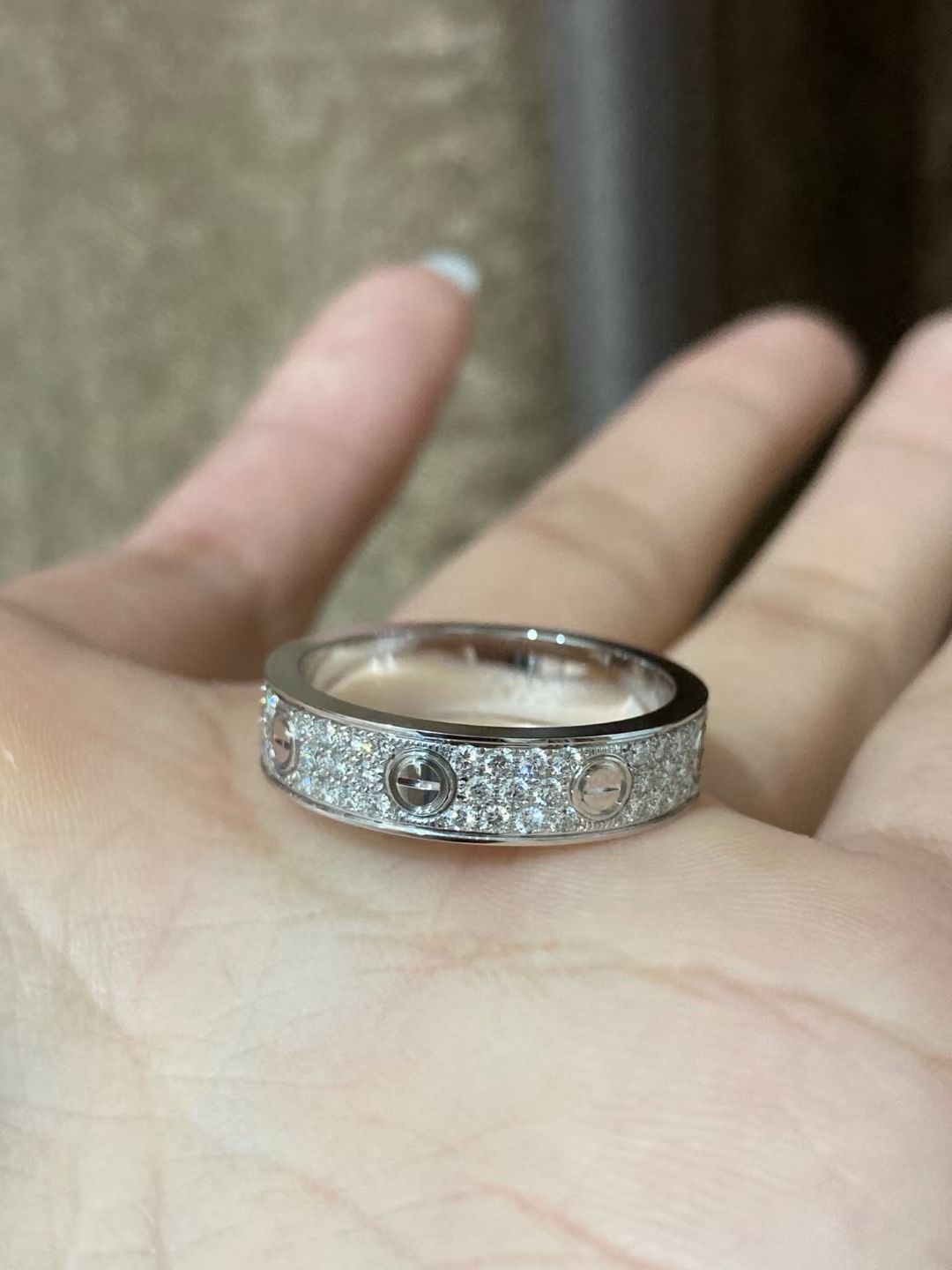CARTIER LOVE RING IN 18K WHITE GOLD WITH DIAMONDS