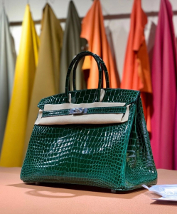 HM crocodile leather 100%法国原装正品鳄鱼皮 法国GC皮厂，野生湾鳄bk35 6Q翡翠绿 银扣