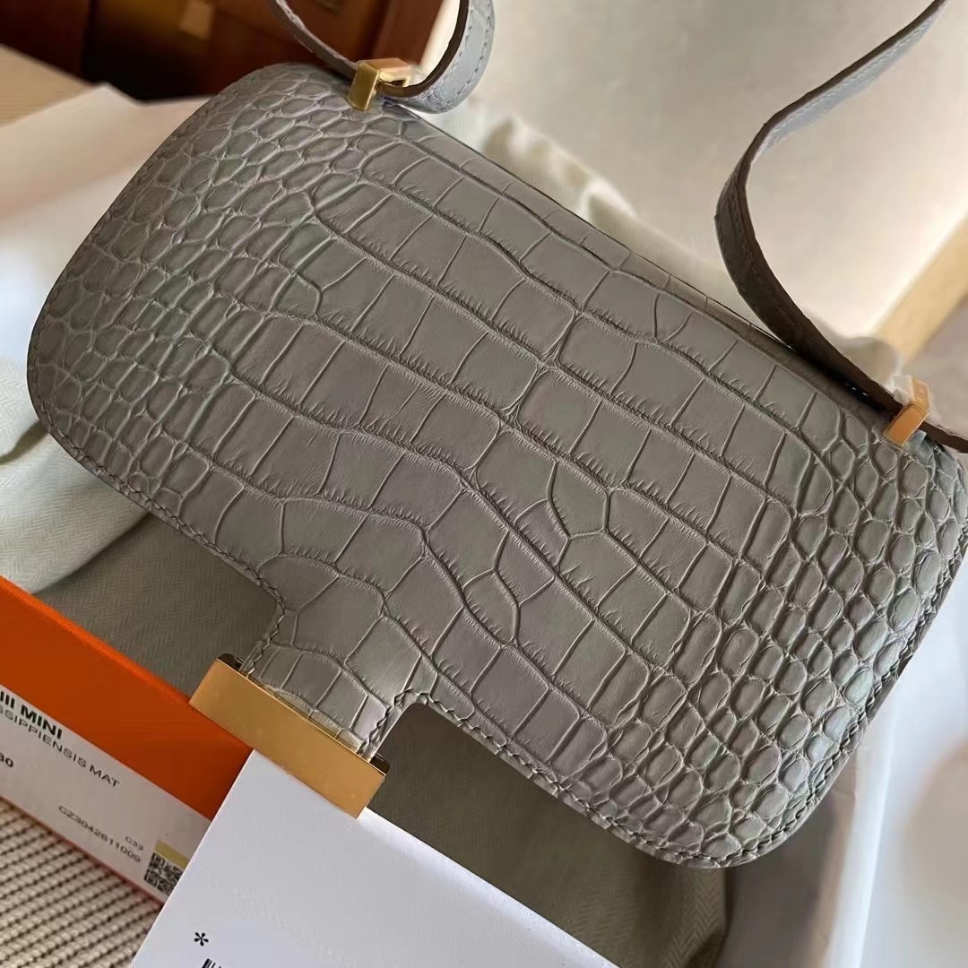 Saudi Arabia Riyadh HM Constance 19cm 80 Gris Perle Matte alligator crocodile