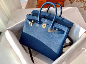 VIP一级品 BK25cm togo 皮 7A Bleu Thalassa 湖海蓝/金扣 手工缝制 臻品鉴赏