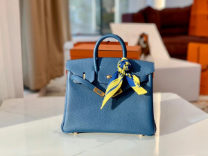 VIP一级品 BK25cm togo 皮 7A Bleu Thalassa 湖海蓝/金扣 手工缝制 臻品鉴赏
