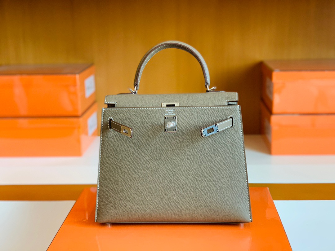 Kuwait shop HM KL25cm 大象灰 Etoupe Epsom皮 银扣 Y刻