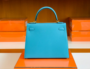 HM kl handmade vip 现货 K28cm P3 Bleu Du Nord 北风蓝 Epsom皮 金扣