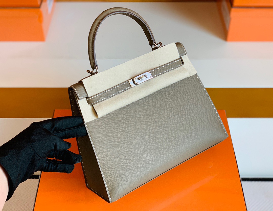 Kuwait shop HM KL25cm 大象灰 Etoupe Epsom皮 银扣 Y刻