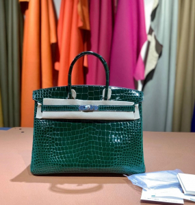 HM crocodile leather 100%法国原装正品鳄鱼皮 法国GC皮厂，野生湾鳄bk35 6Q翡翠绿 银扣