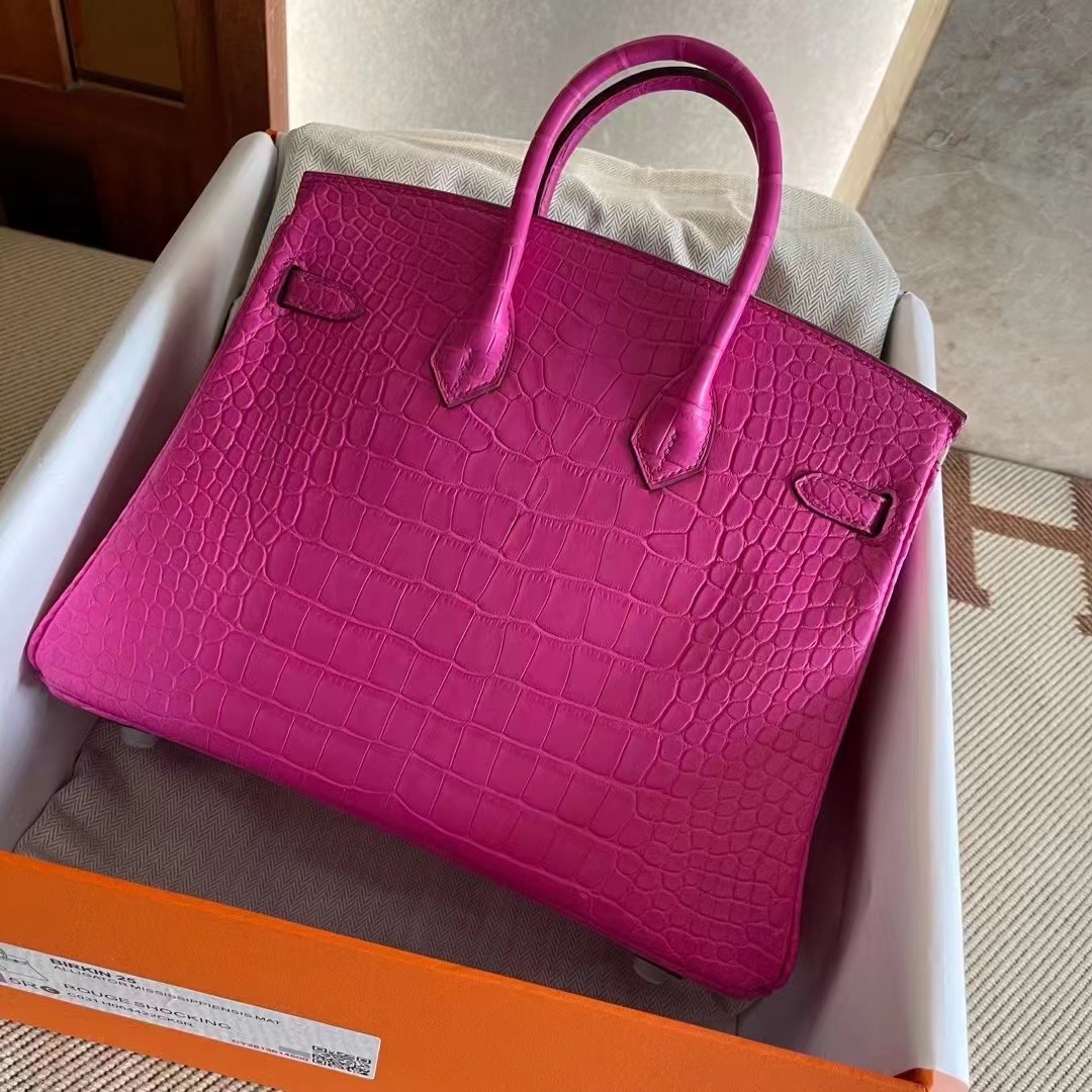 Abu Dhabi UAE HM BK 25cm Matte alligator crocodile 5R Rose Shocking 荧光粉色