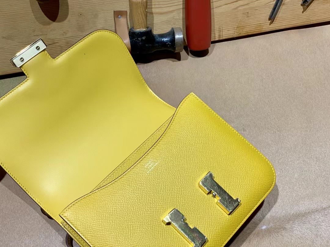 VIP一级品 constance 19cm EP 9D Jaune ambre琥珀黄/金扣 手工缝制 臻品鉴赏