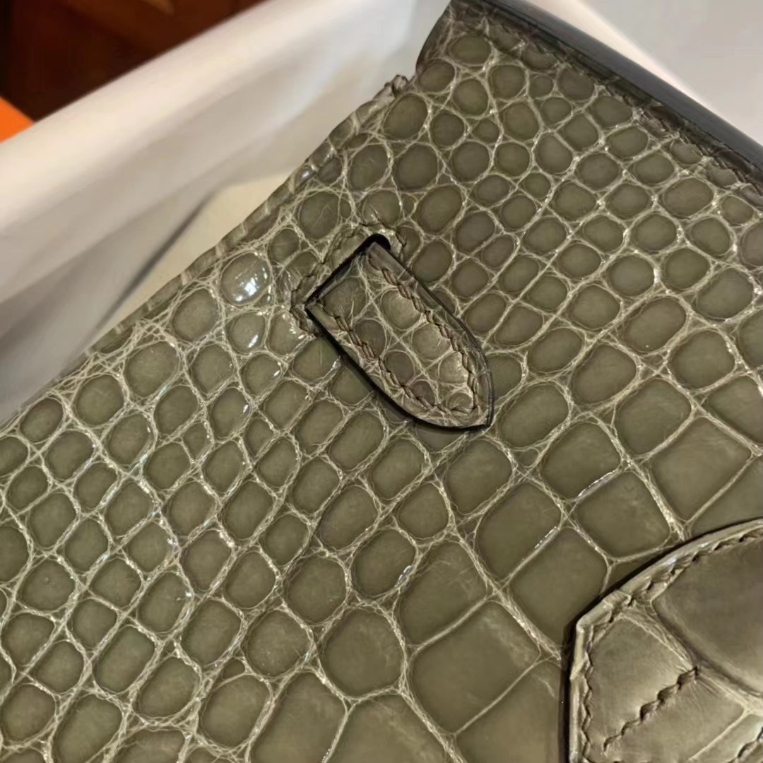 Canada HM BK 25cm 81 Gris Tourterelle Shiny Alligator Crocodile