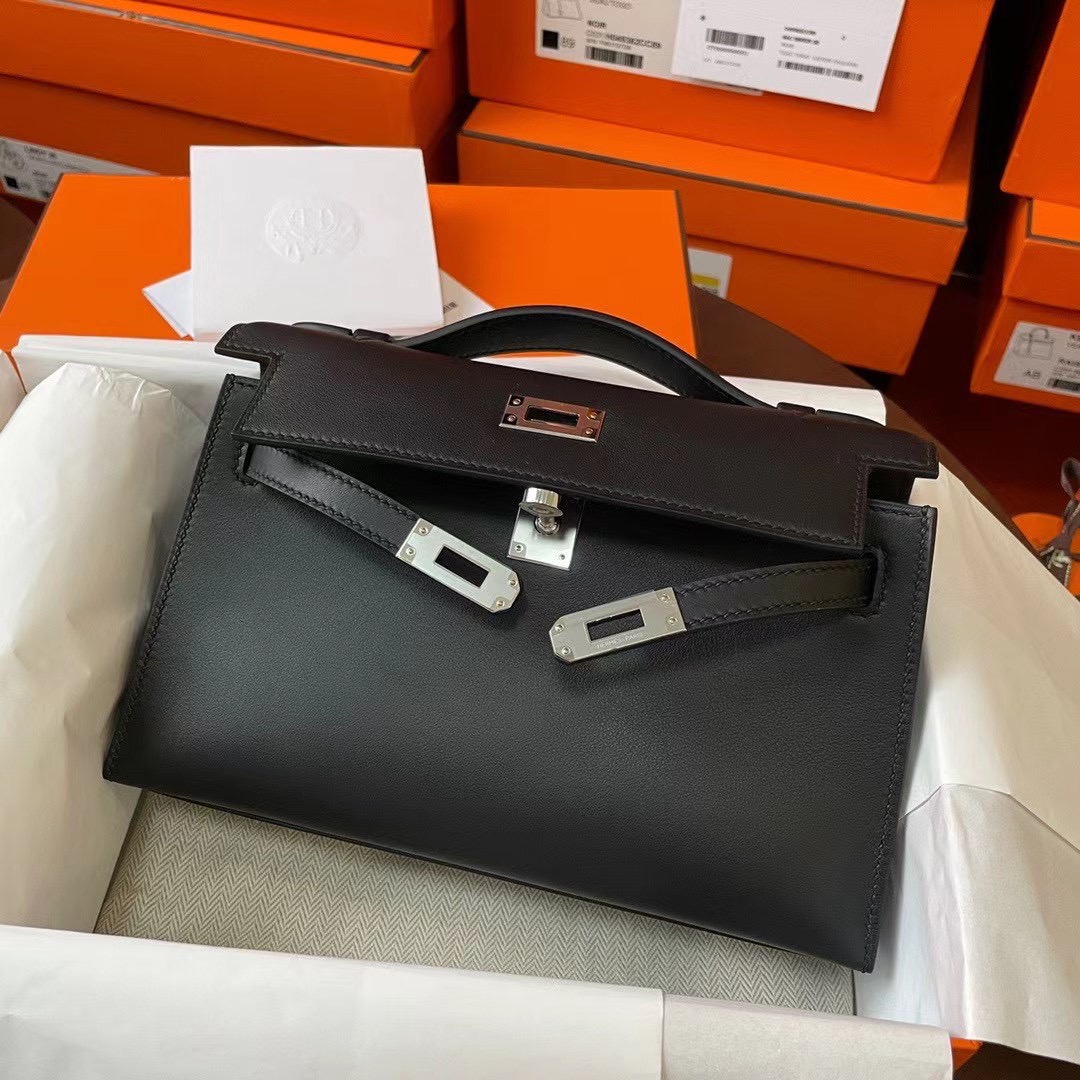 Qatar Dubai HM KL pochette 22 Swift Noir 89黑色 银扣