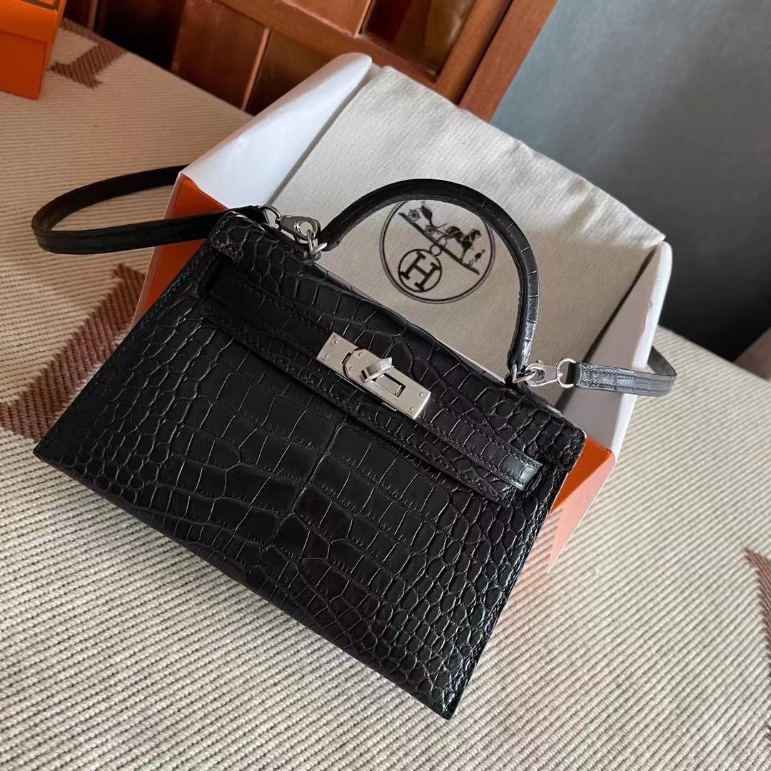 Canada HM Bags KL Mini 2 Crocodile Leather Matte C89 Noir