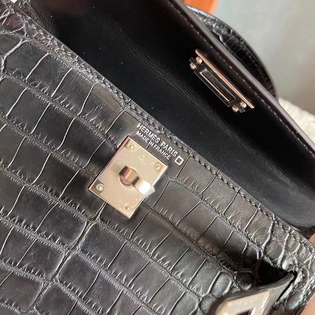 Canada HM Bags KL Mini 2 Crocodile Leather Matte C89 Noir