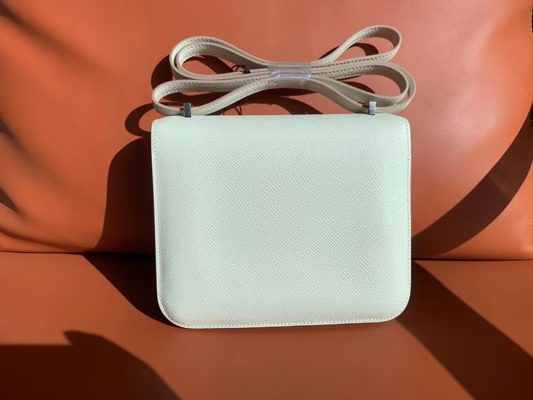 VIP一级品 constance 19cm EP皮 Craie 10 奶昔白/银扣 手工缝制 臻品鉴赏