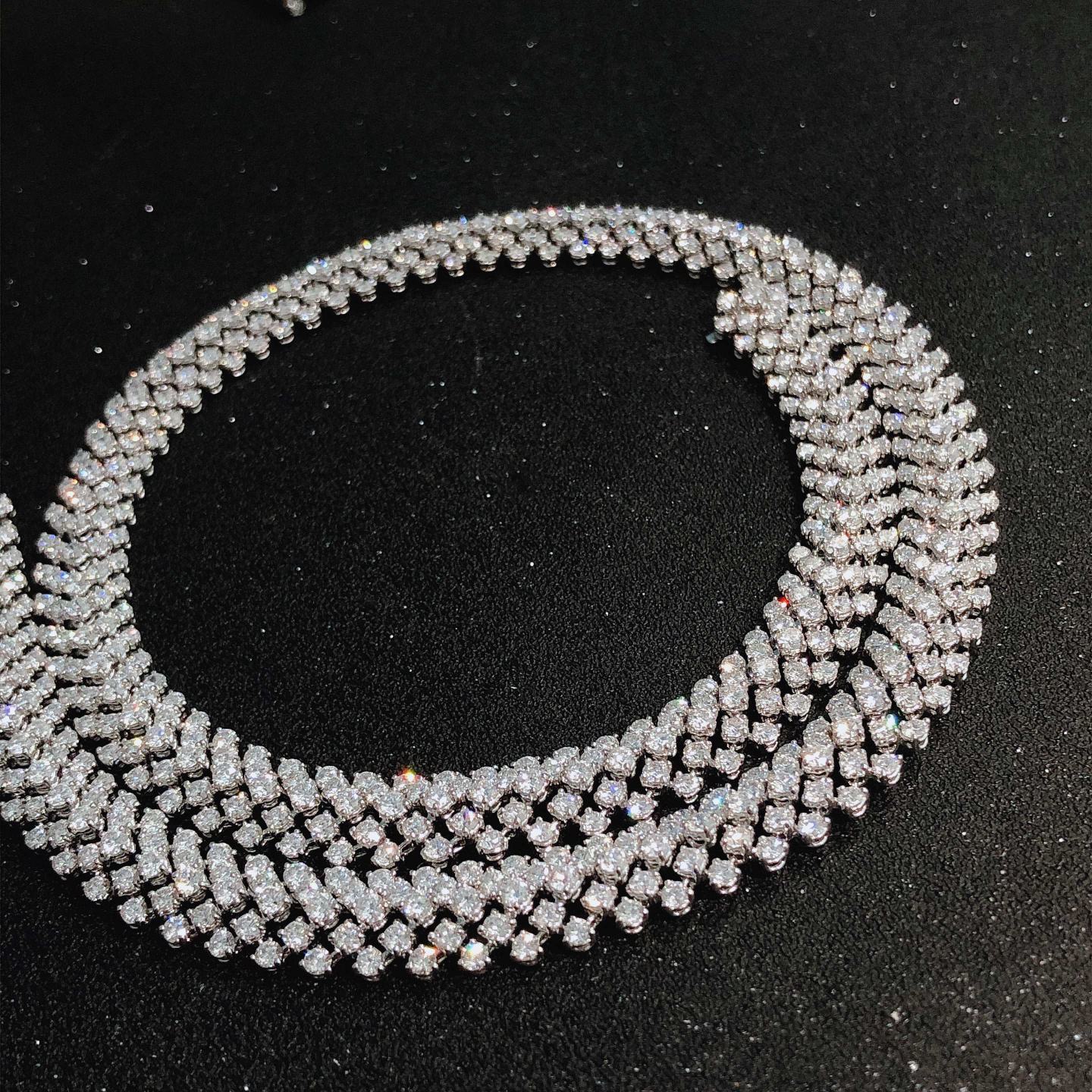 Wide version full diamond necklace luxury style
