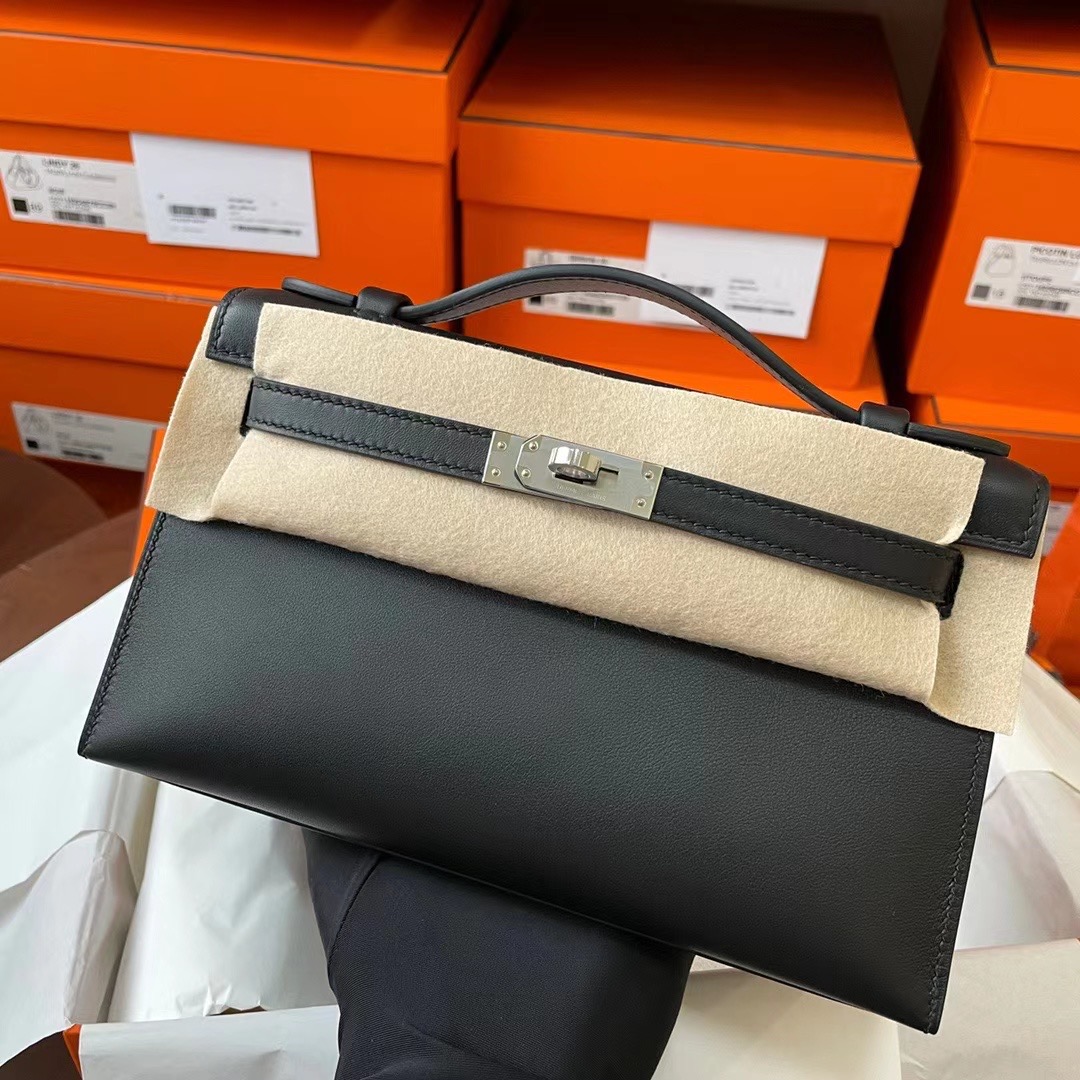 Qatar Dubai HM KL pochette 22 Swift Noir 89黑色 银扣