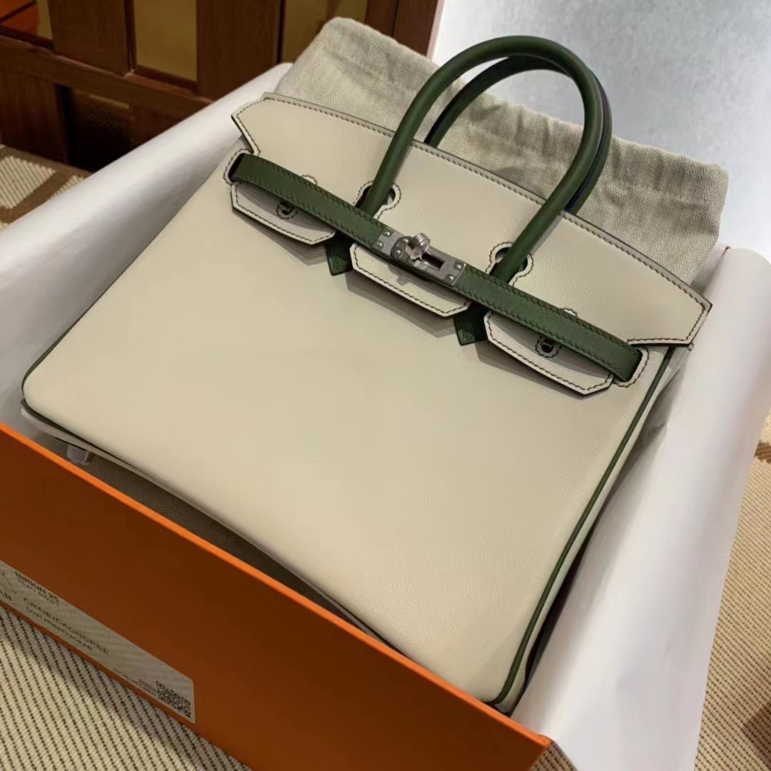UK Britain HM BK 25cm 10 Craie 奶昔白 + Green Swift calfskin