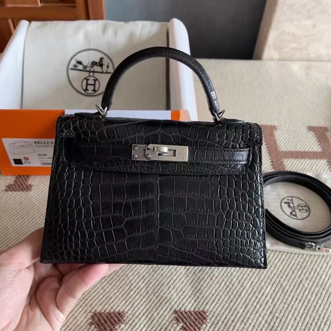 Canada HM Bags KL Mini 2 Crocodile Leather Matte C89 Noir