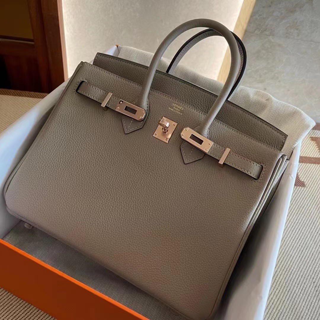 San Francisco USA HM BK 25cm Togo CK81 Gris Tourterelle 斑鸠灰 Rose Gold Hardware 玫瑰金扣 RGHW