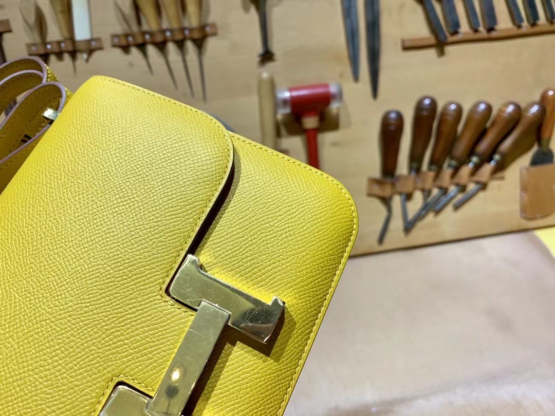 VIP一级品 constance 19cm EP 9D Jaune ambre琥珀黄/金扣 手工缝制 臻品鉴赏