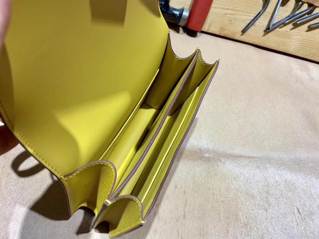 VIP一级品 constance 19cm EP 9D Jaune ambre琥珀黄/金扣 手工缝制 臻品鉴赏