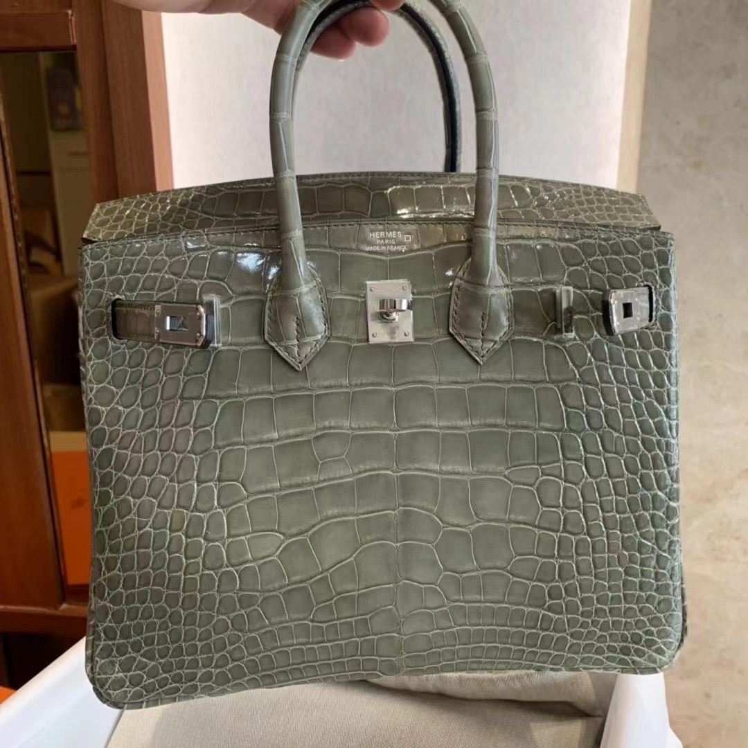 Canada HM BK 25cm 81 Gris Tourterelle Shiny Alligator Crocodile