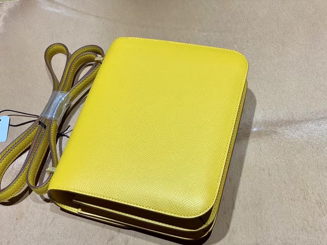 VIP一级品 constance 19cm EP 9D Jaune ambre琥珀黄/金扣 手工缝制 臻品鉴赏