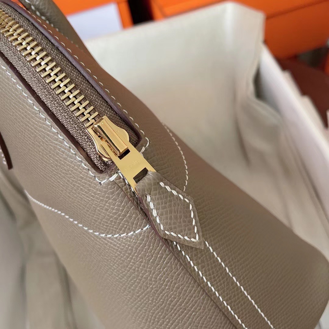 Dubai HM Bolide 27cm Epsom皮 18大象灰 金扣 Etoupe color