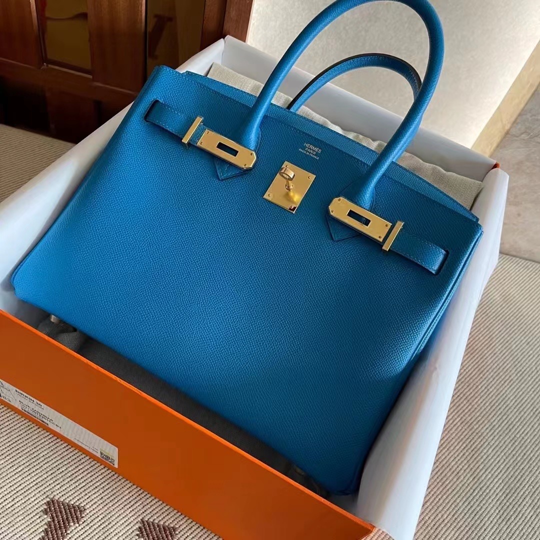 Kuwait HM BK 25cm Epsom B3 坦桑尼亚蓝 Blue Zanzibar 金扣
