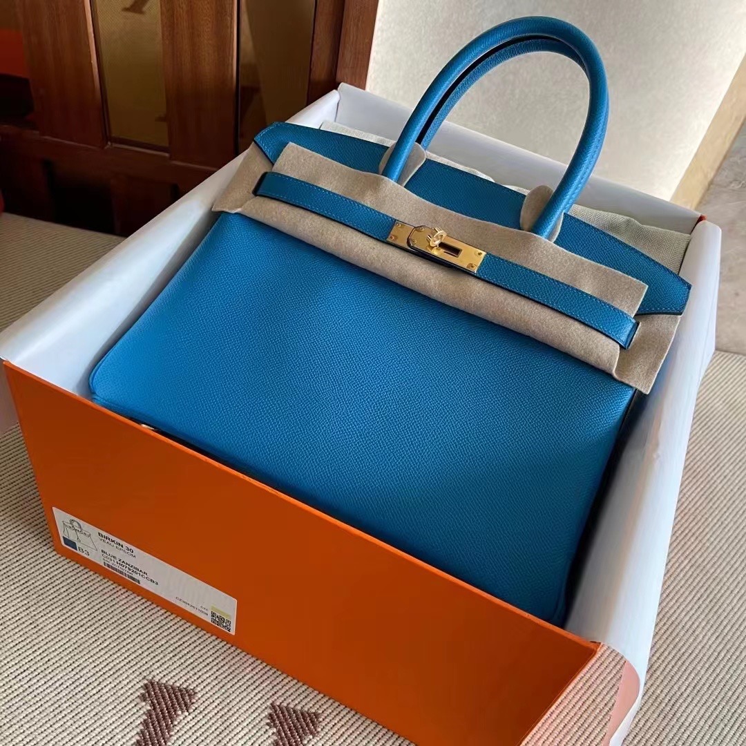 Kuwait HM BK 25cm Epsom B3 坦桑尼亚蓝 Blue Zanzibar 金扣