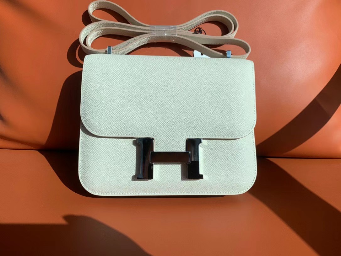 VIP一级品 constance 19cm EP皮 Craie 10 奶昔白/银扣 手工缝制 臻品鉴赏