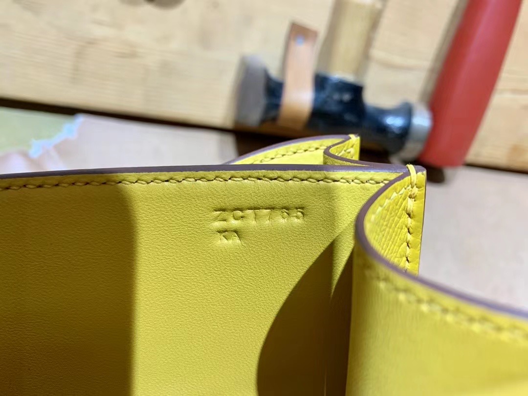 VIP一级品 constance 19cm EP 9D Jaune ambre琥珀黄/金扣 手工缝制 臻品鉴赏