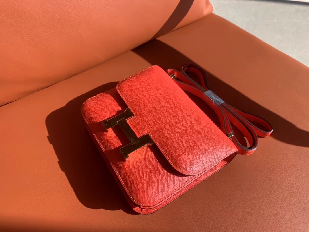 VIP一级品 constance 19cm Epsom 9J Geu 火焰橙/金扣 手工缝制 臻品鉴赏