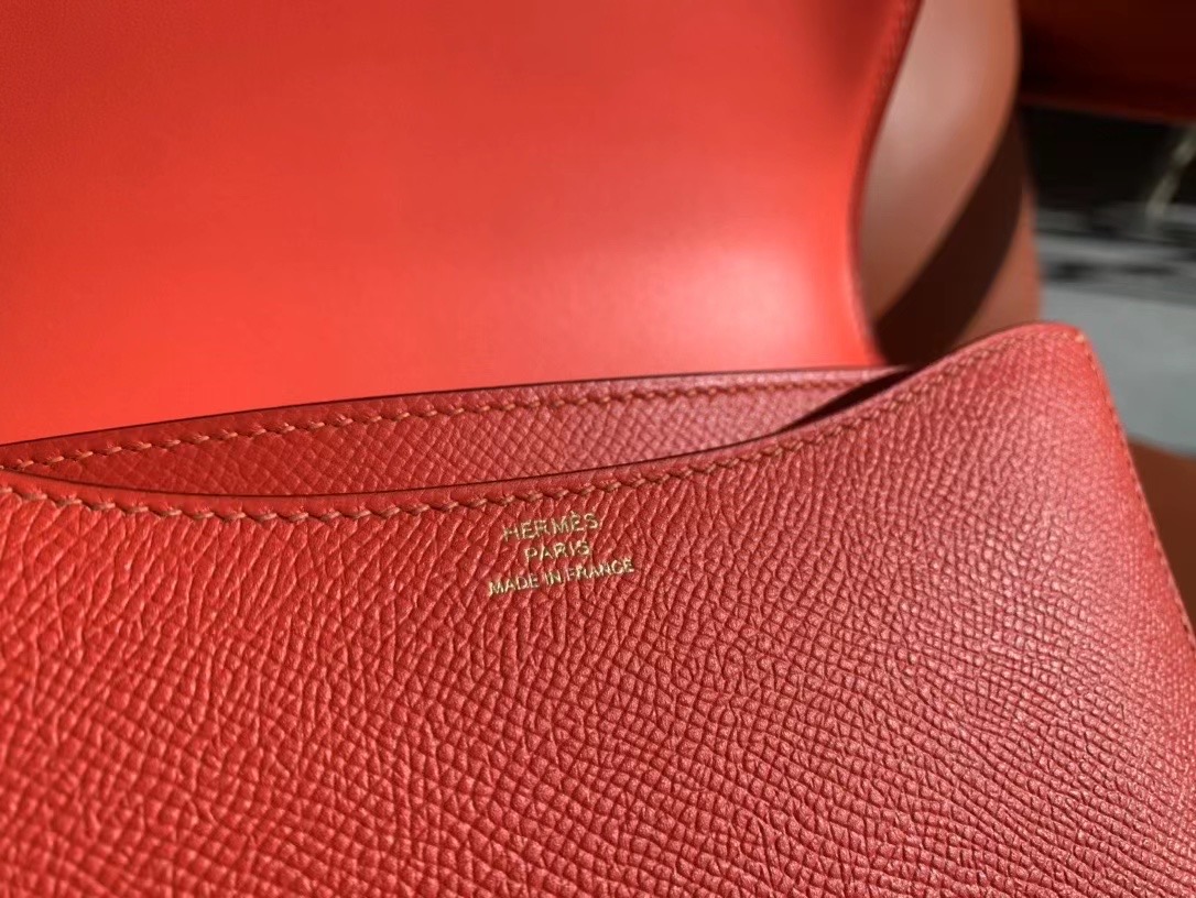 VIP一级品 constance 19cm Epsom 9J Geu 火焰橙/金扣 手工缝制 臻品鉴赏