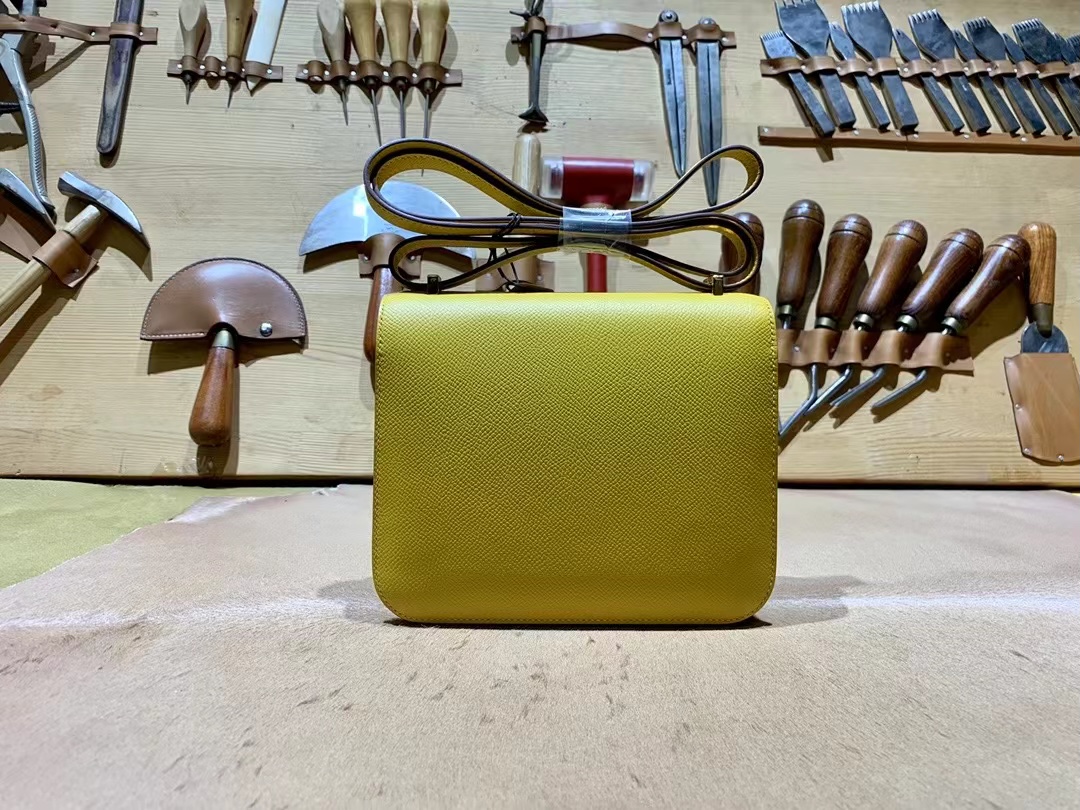 VIP一级品 constance 19cm EP 9D Jaune ambre琥珀黄/金扣 手工缝制 臻品鉴赏