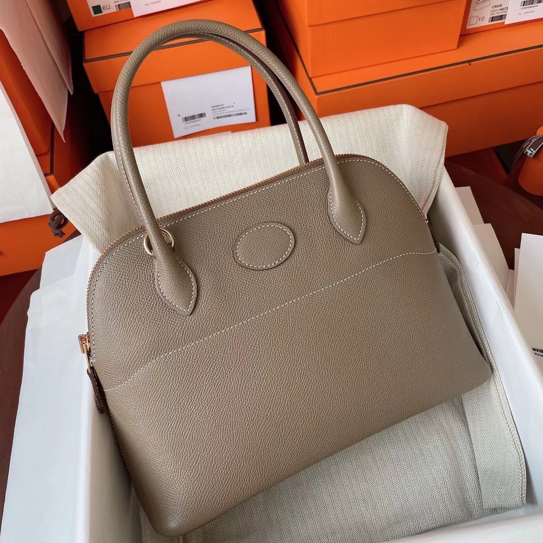 Dubai HM Bolide 27cm Epsom皮 18大象灰 金扣 Etoupe color