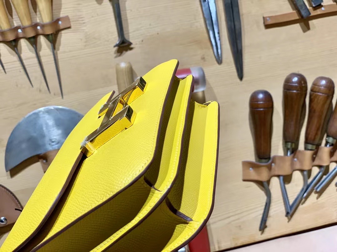 VIP一级品 constance 19cm EP 9D Jaune ambre琥珀黄/金扣 手工缝制 臻品鉴赏
