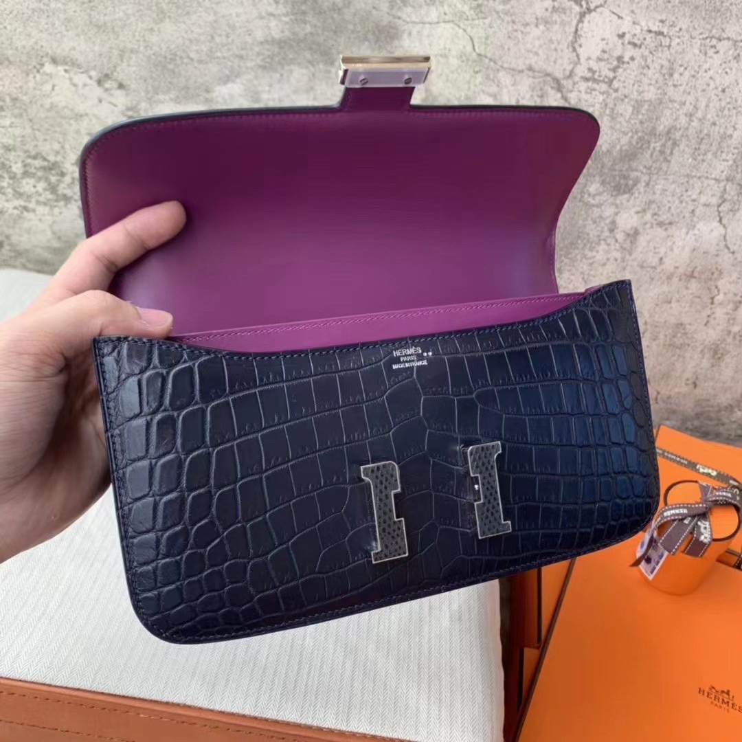 Constance  26 尼罗鳄  深海蓝内拼紫 Blue Marine / Noir , Nilo Crocodile