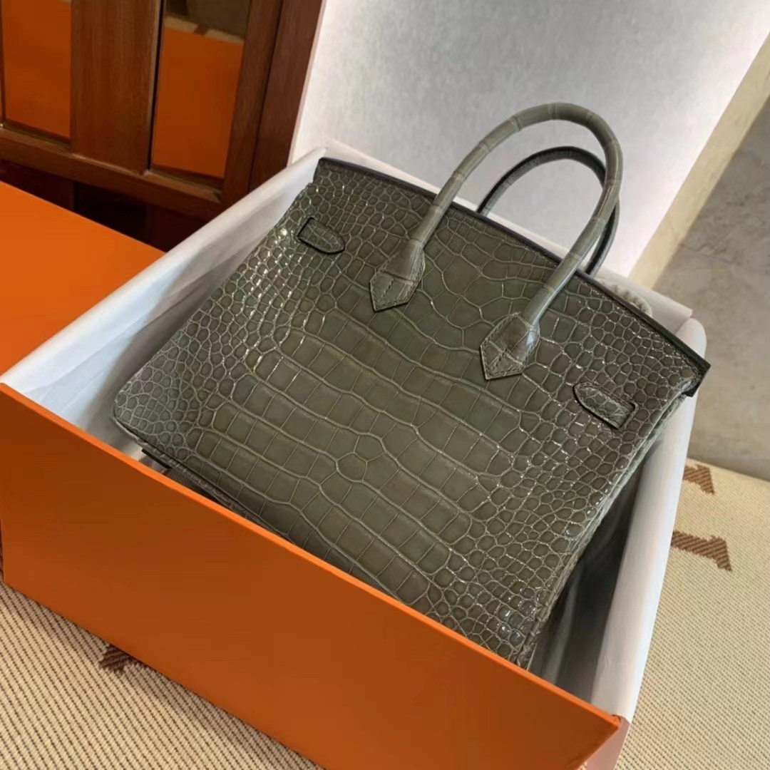 Canada HM BK 25cm 81 Gris Tourterelle Shiny Alligator Crocodile