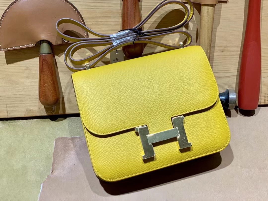 VIP一级品 constance 19cm EP 9D Jaune ambre琥珀黄/金扣 手工缝制 臻品鉴赏