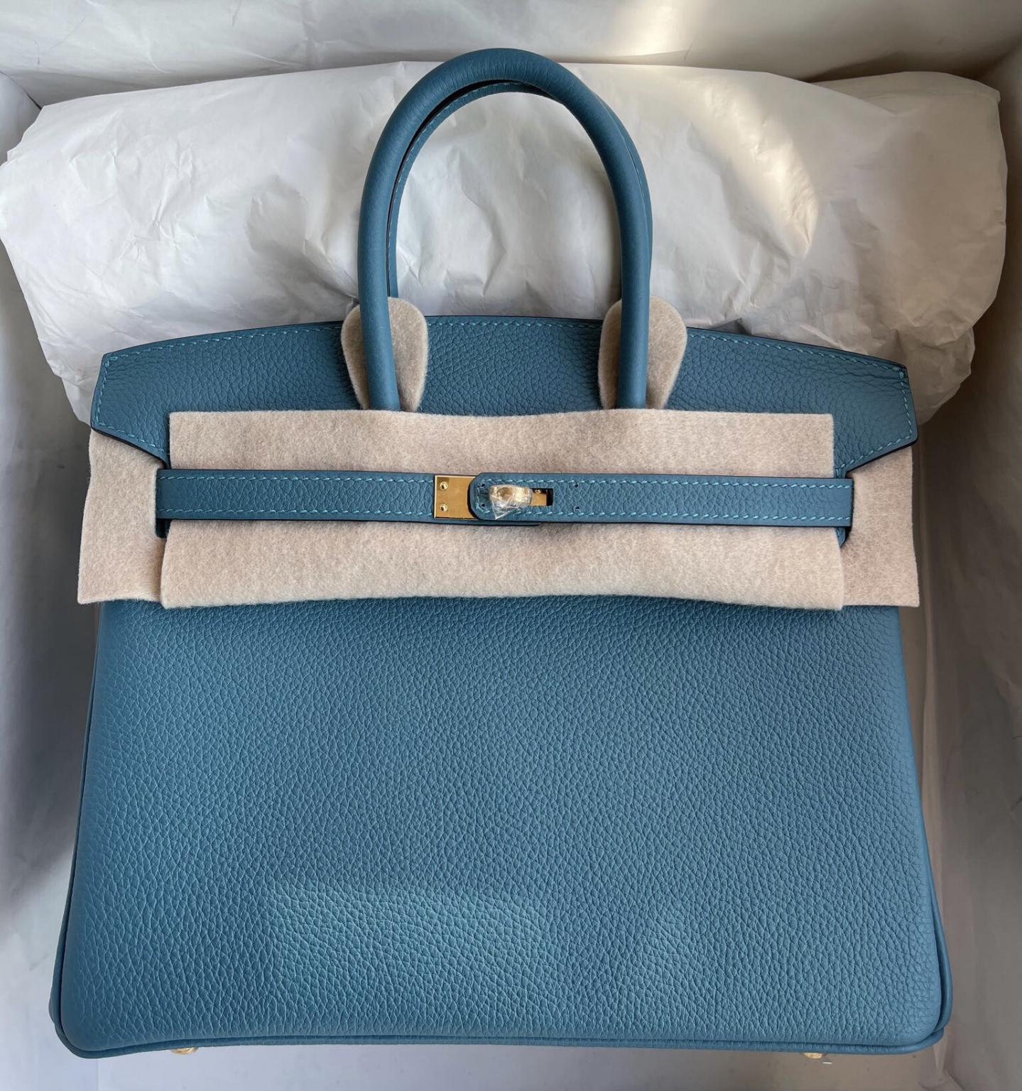 Hong Kong HM BK 25cm Togo 原厂皮 75 牛仔蓝 Blue Jean 金扣