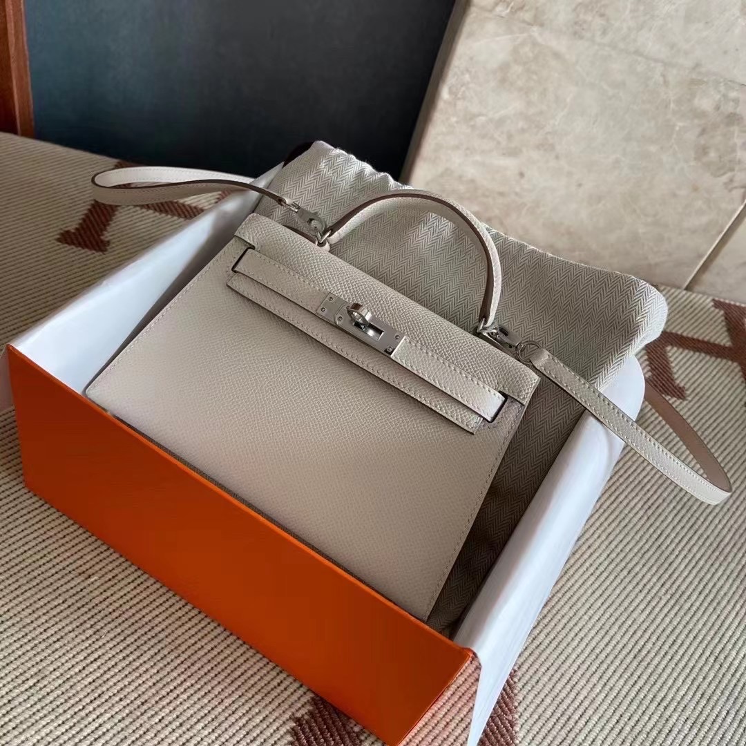 KL mini 二代 epsom  奶昔白 银 10 Craie Epsom PHW
