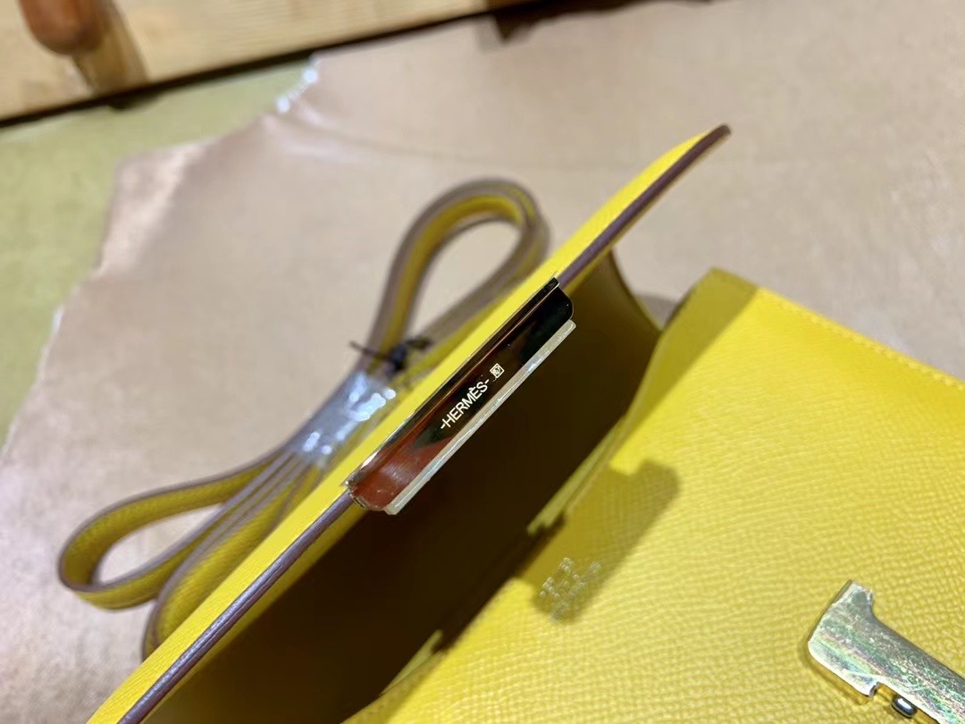 VIP一级品 constance 19cm EP 9D Jaune ambre琥珀黄/金扣 手工缝制 臻品鉴赏